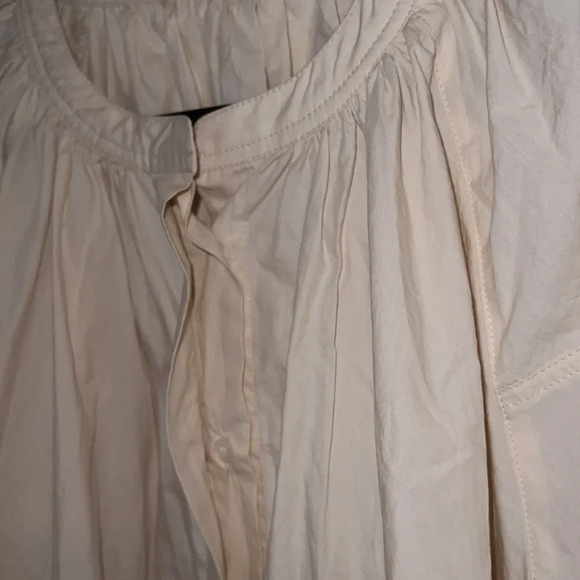 Violet Puff Sleeve  Gauze Peasant Dress Beige Sz Large - Picture 11 of 14